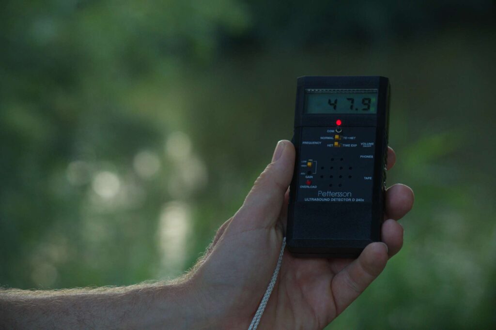 Close-up van een batdetector, de Petterson D240x